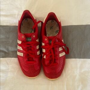 Adidas Scarlet Red Trainers with Cream Accents